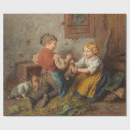 Papel De Presente Bons Amigos (Jovens Brincando Com Coelho De Pet)