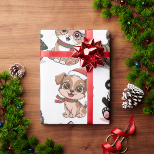 Papel De Presente Bons animais em chapéus de Natal