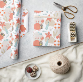 Papel De Presente Bons animais náuticos engraçados. Caranguejo-do-ma