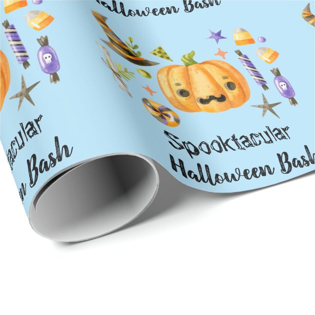 Papel De Presente Boo Bonito Pumpkin Spooktacular Halloween Bash Azu (Ponta do rolo)