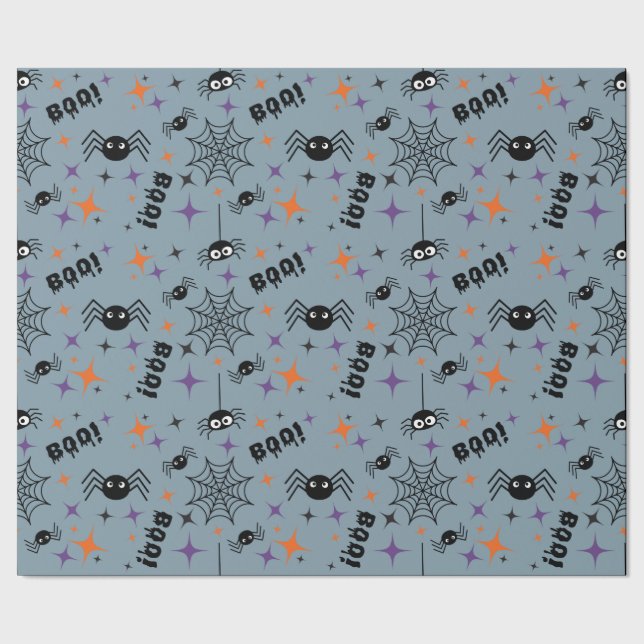 Papel De Presente Boo! Cobweb e o Spider Insoltos do Halloween (Barra)