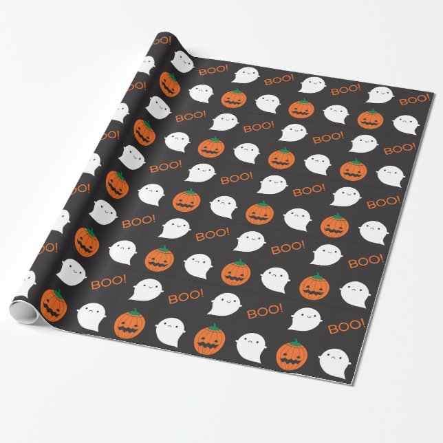 Papel De Presente Boo! É Halloween (Desenrolado)