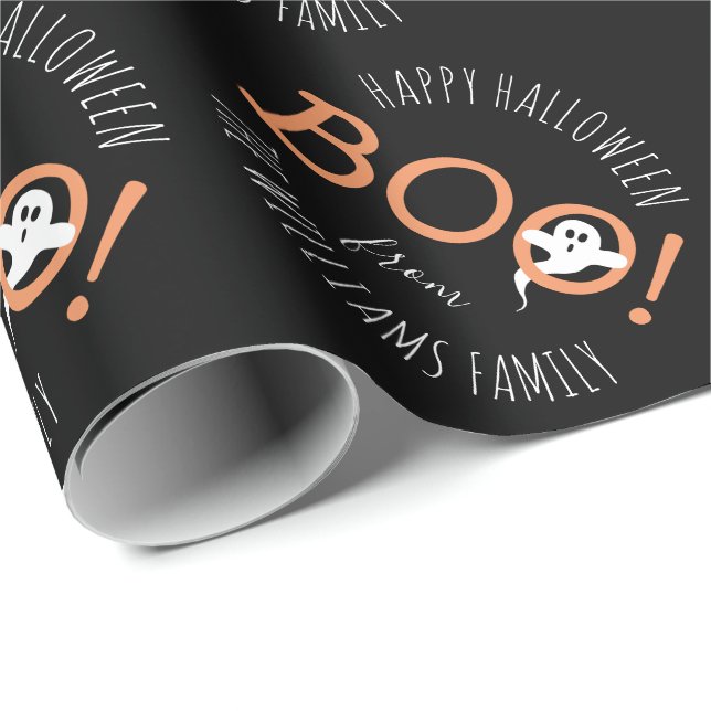 Papel De Presente BOO! Festa de Halloween do Fantasma Personalizada (Ponta do rolo)