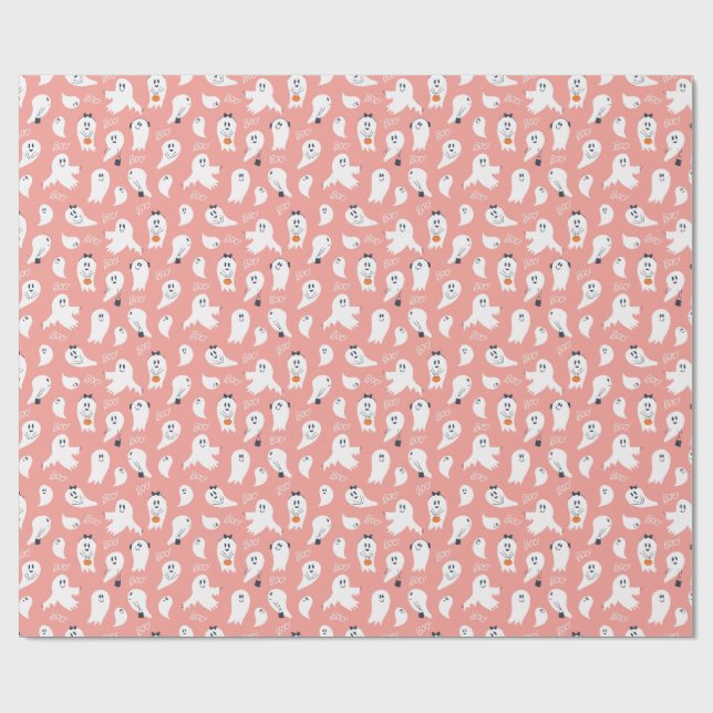 Papel De Presente Boo Halloween Fantasma Fofo (Aberto)