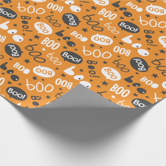 Papel De Presente Boo Halloween Handlettering on laranja (Ponta)