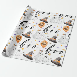 Papel De Presente Boo Halloween Watercolor