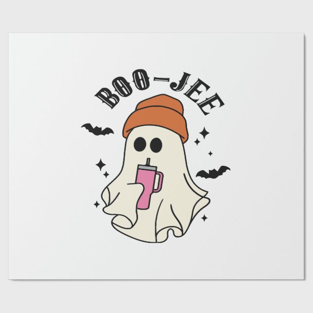 Papel De Presente Boo-Jee fantasma engraçado de Halloween inspirado  (Aberto)