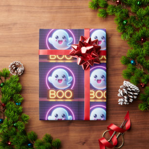 Papel De Presente BOO Yellow Halloween Ghost
