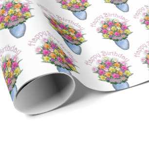 Papel De Presente Boqueut da flor do aniversário