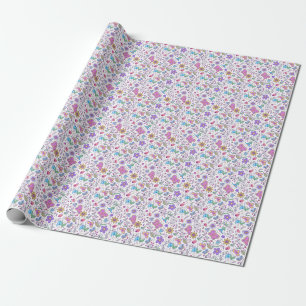Papel De Presente Borboleta Colorida E Flor