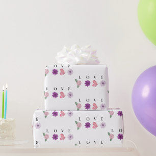 Papel De Presente Borboleta de AMOR, Rosa Romântico