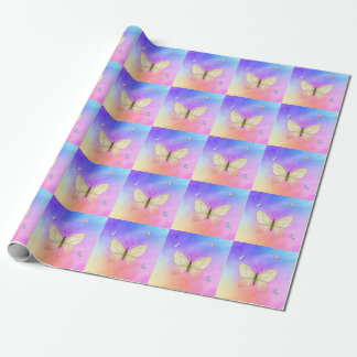 Papel De Presente Borboleta de Aquarela