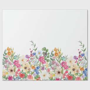 Papel De Presente Borboleta de Flor Silvestre de Primavera