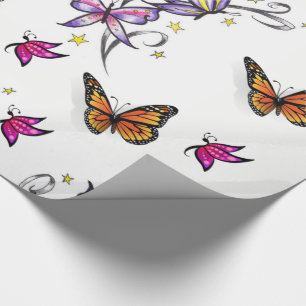 Papel De Presente Borboleta de papel embrulhado