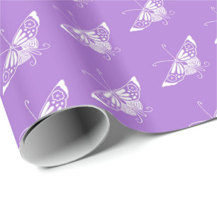 Papel De Presente Borboleta Deco estilizada - lavanda