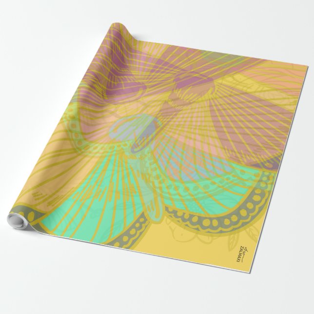 Papel De Presente Borboleta Dourada Chic Amarelo (Desenrolado)