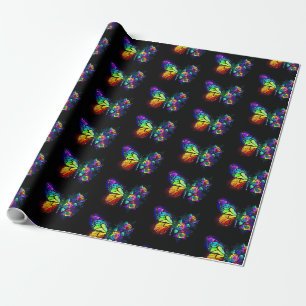 Papel De Presente Borboleta-flor-arco-íris