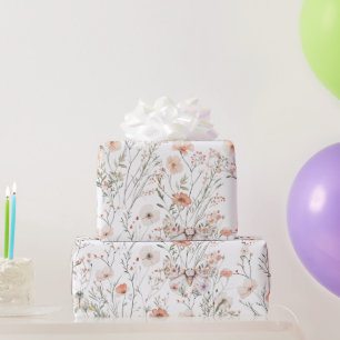 Papel De Presente Borboleta Floral Boho Wildflower