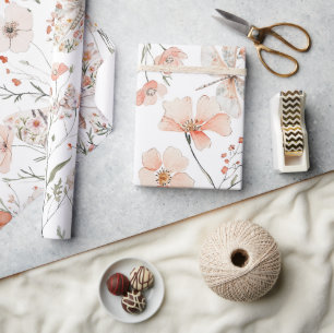 Papel De Presente Borboleta Floral Boho Wildflower
