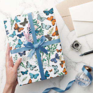 Papel De Presente Borboleta Floral de Verão