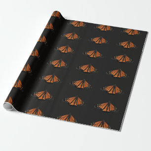 Papel De Presente Borboleta Monarca na chave de Laranja