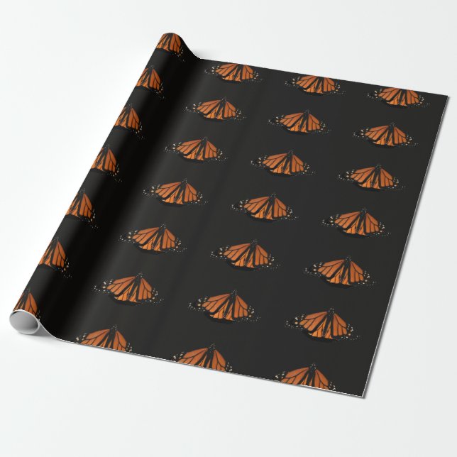 Papel De Presente Borboleta Monarca na chave de Laranja (Desenrolado)