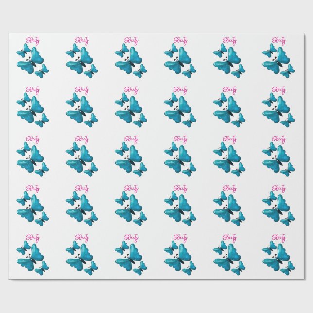 Papel De Presente Borboleta personalizada e customizada (Aberto)