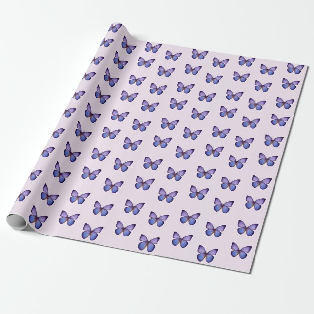 Papel De Presente Borboleta Roxa em Aquarela Elegante (Desenrolado)