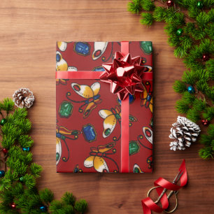Papel De Presente Borboletas brancas laranja, Emerald, Sapphire em v