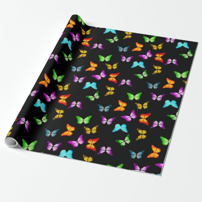 Papel De Presente Borboletas coloridas (Desenrolado)