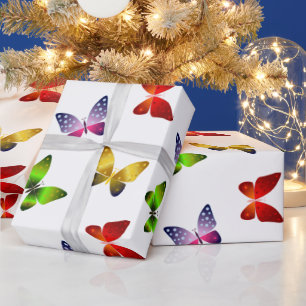 Papel De Presente Borboletas Coloridas Brilhantes