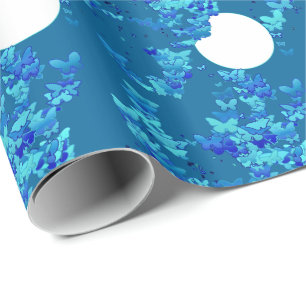 Papel De Presente Borboletas contra o céu azul noturno, paisagem lu