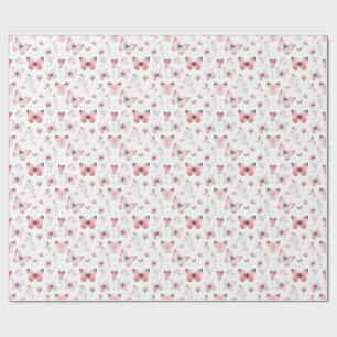 Papel De Presente Borboletas Cor-de-Rosa