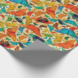 Papel De Presente Borboletas diárias de Flutterby no bege