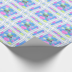 Papel De Presente Borboletas Dimensionais Coloridas