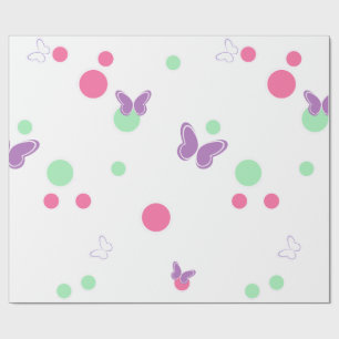 Papel De Presente borboletas doces e bolinhas