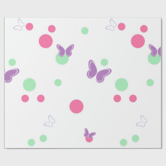 Papel De Presente borboletas doces e bolinhas