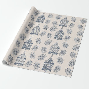 Papel De Presente Borboletas e Flora Antigas