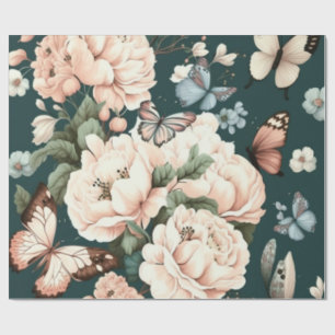 Papel De Presente Borboletas e flores