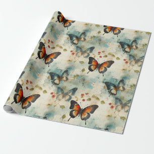 Papel De Presente Borboletas e flores coloridas (7)