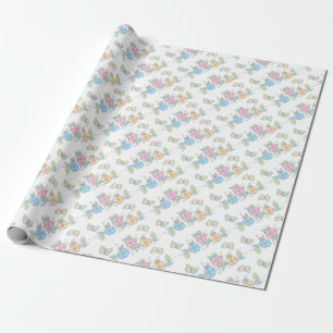 Papel De Presente Borboletas Florais Aquarela