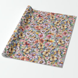Papel De Presente Borboletas, Libélulas, Joaninhas e Abelhas