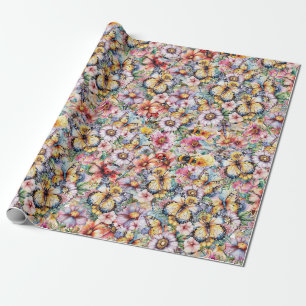 Papel De Presente Borboletas, Libélulas, Joaninhas e Abelhas