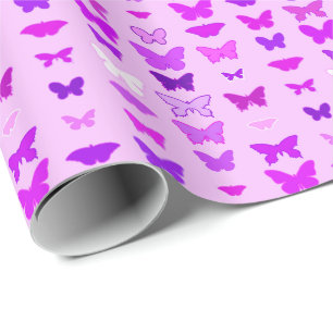 Papel De Presente Borboletas, orquídea, violeta e magenta