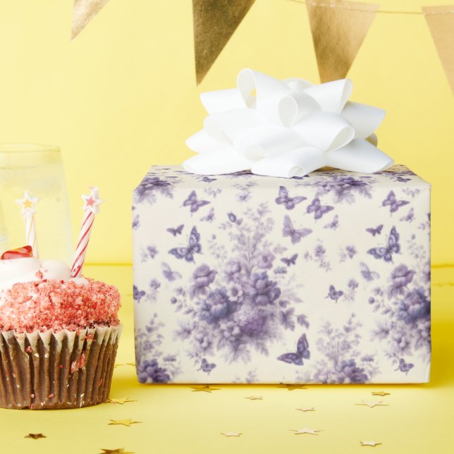 Papel De Presente Borboletas Púrpura de Toile - Fleurie - França (Festa de aniversário)