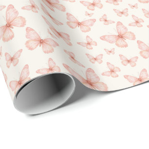 Papel De Presente Borboletas rosa bonitas