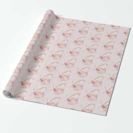 Papel De Presente Borboletas rosa bonito Aniversário