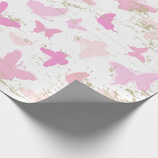 Papel De Presente Borboletas rosa Vintage AOP (Ponta)