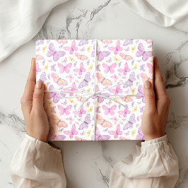 Papel De Presente Borboletas Voadoras Pastel Adoráveis