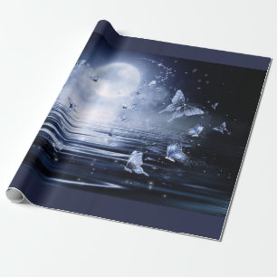 Papel De Presente Borboletas Voo da Lua